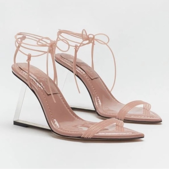 NIB Good American Heels Dusty Pink CINDER F*CKING RELLA WEDGE Size 6.5, 7.5 main image 2